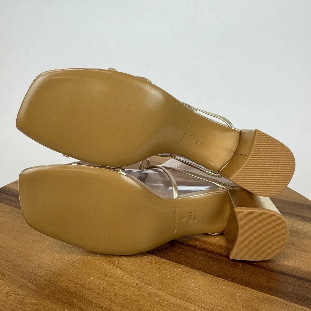 New Womens Reformation Elodie Metallic Gold Strappy Bow Slide Sandals Size 8 M - Picture 6 of 7
